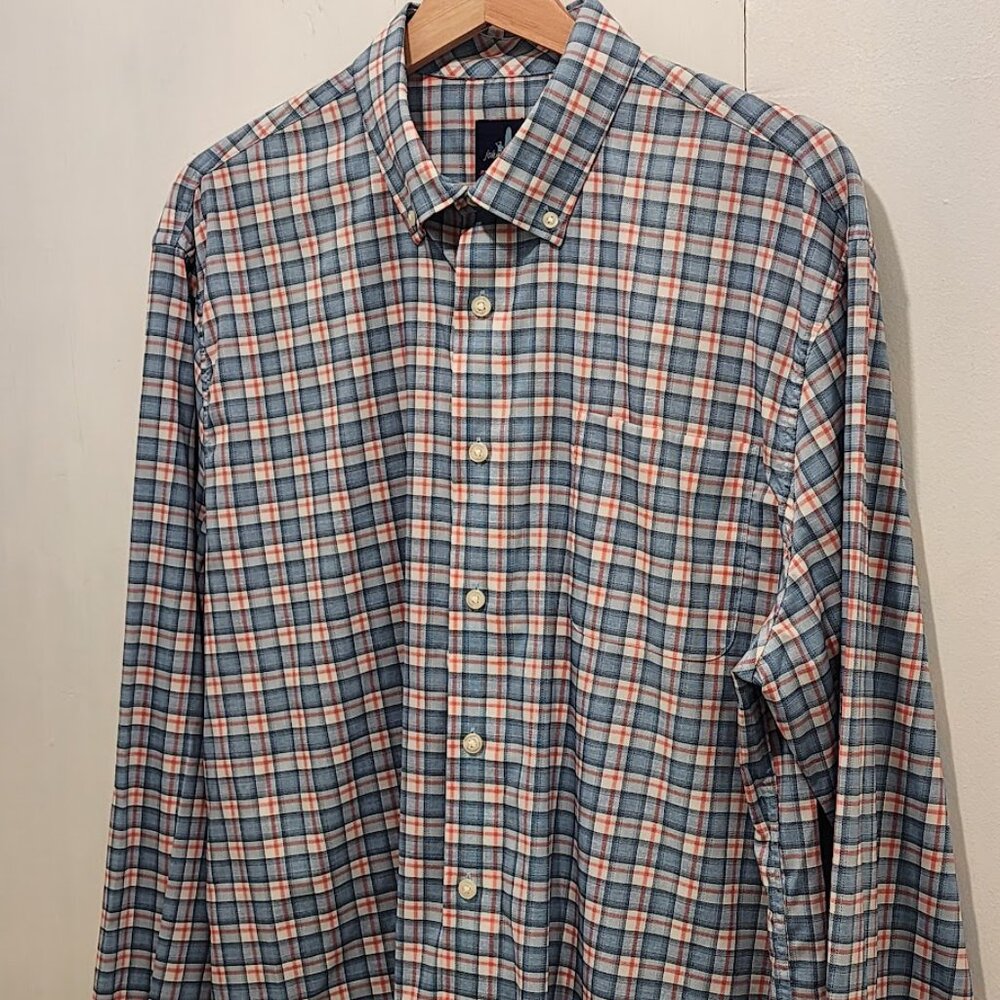 Johnnie O Mens Lightweight Cotton Check Plaid Button Down Flannel Size Large - Picture 2 of 14